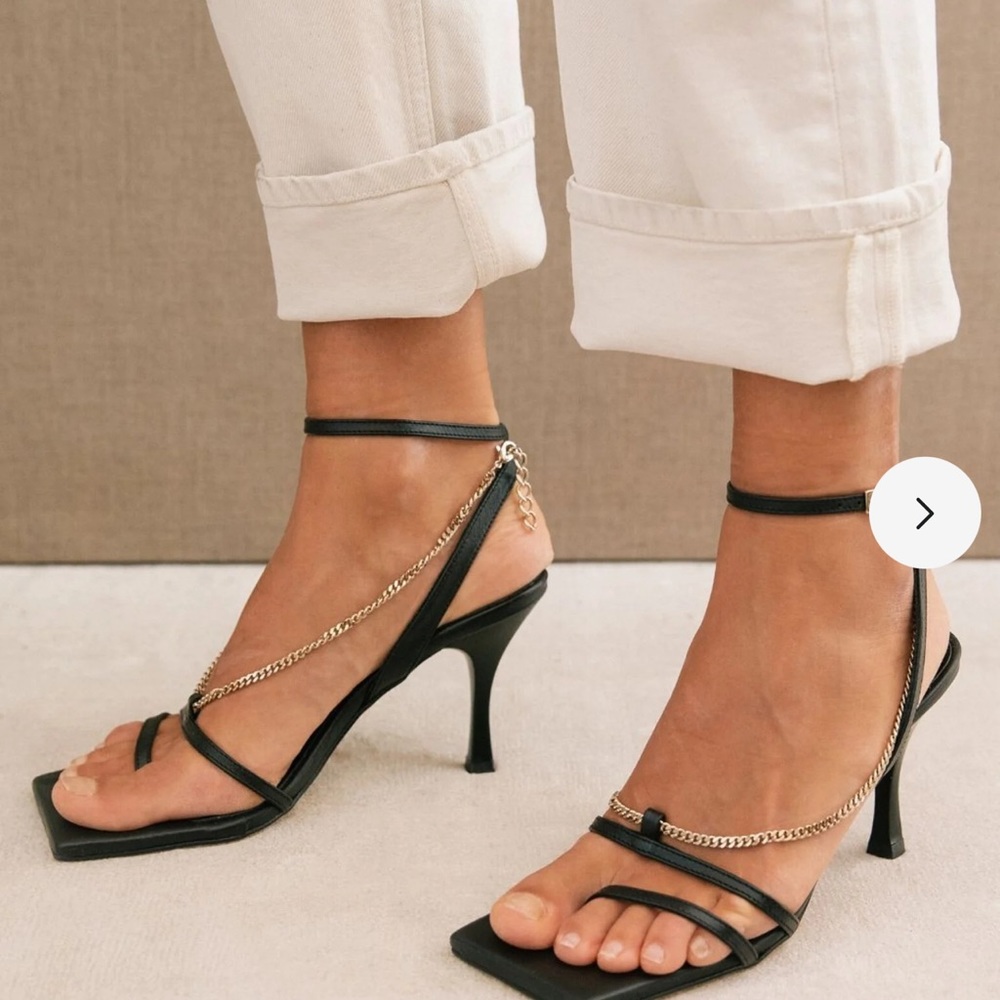 Worn once or twice in perfect condition ALOHAS black leather sandals with gold